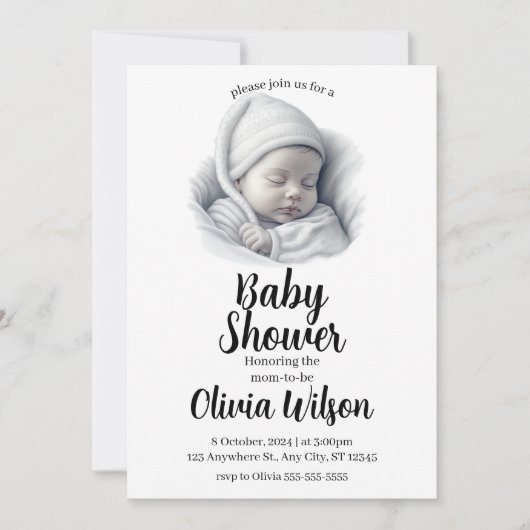 Eenvoudig Baby shower Digitale Uitnodiging (Voorkant)