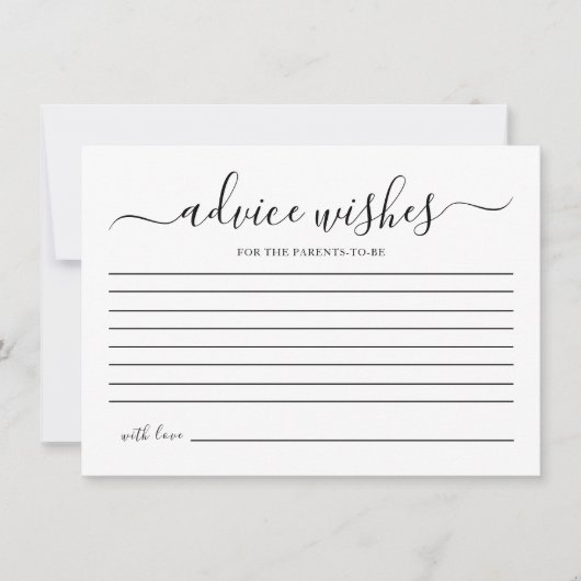 Eenvoudig Baby shower Game Advies en Wensen Kaart (Voorkant)