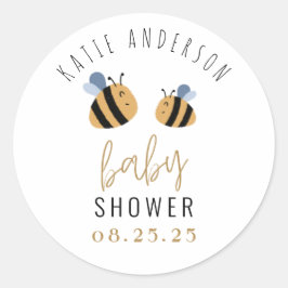 Eenvoudig baby shower hommels ronde sticker