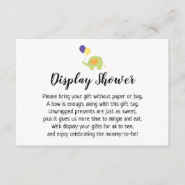 Eenvoudig Baby shower invoegen met ellefant Informatiekaartje