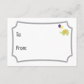 Eenvoudig Baby shower invoegen met ellefant Informatiekaartje (Achterkant)