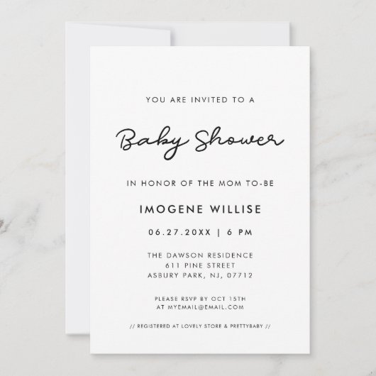 Eenvoudig Baby shower Kaart (Voorkant)