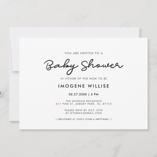 Eenvoudig Baby shower Kaart (Voorkant)