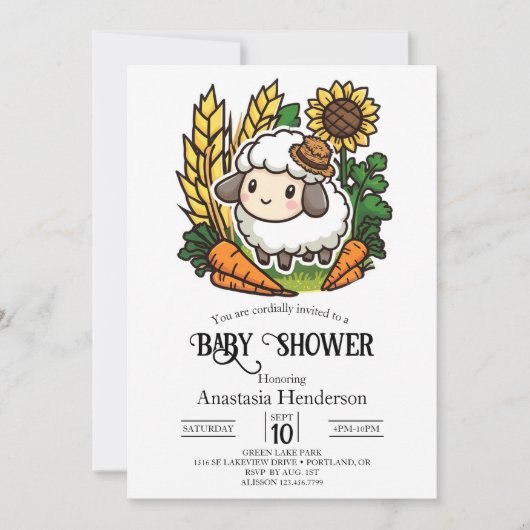 eenvoudig  Baby shower Kaart (Voorkant)