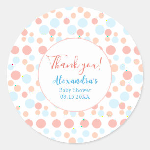 Eenvoudig Baby shower kleurrijke Stippen op maat Ronde Sticker