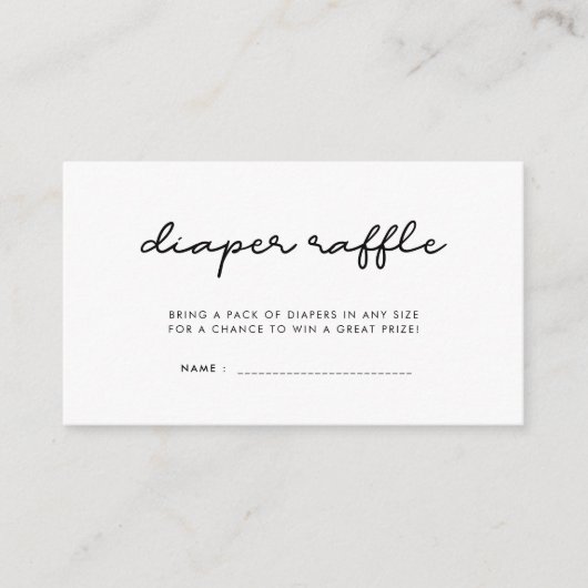 Eenvoudig Baby shower luier loterij ticket Informatiekaartje (Voorkant)