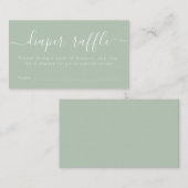 Eenvoudig Baby shower Luier Raffle Ticket Groen Informatiekaartje (Voorkant / Achterkant)