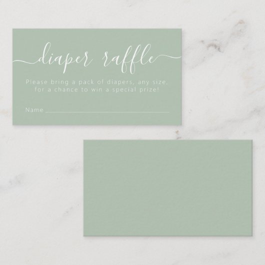 Eenvoudig Baby shower Luier Raffle Ticket Groen Informatiekaartje (Voorkant / Achterkant)