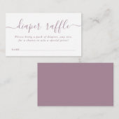 Eenvoudig Baby shower Luier Raffle Ticket Mauve Informatiekaartje (Voorkant / Achterkant)