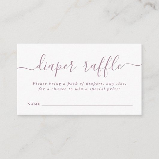 Eenvoudig Baby shower Luier Raffle Ticket Mauve Informatiekaartje (Voorkant)