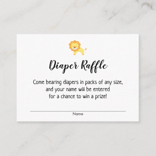 Eenvoudig Baby shower Luier Raffle Tickets w / Lio Informatiekaartje (Voorkant)