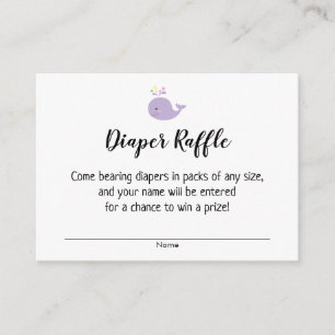 Eenvoudig Baby shower Luier Raffle Tickets, Walvis Informatiekaartje