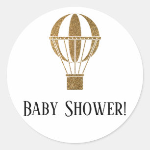 Eenvoudig Baby shower met gouden glitter hetelucht Ronde Sticker