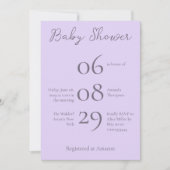Eenvoudig Baby shower met minimale monogram lavend Kaart (Voorkant)