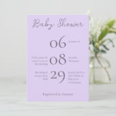 Eenvoudig Baby shower met minimale monogram lavend Kaart (Staand voorkant)