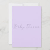 Eenvoudig Baby shower met minimale monogram lavend Kaart (Achterkant)