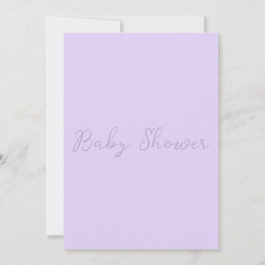 Eenvoudig Baby shower met minimale monogram lavend Kaart (Achterkant)