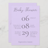 Eenvoudig Baby shower met minimale monogram lavend Kaart (Voorkant / Achterkant)