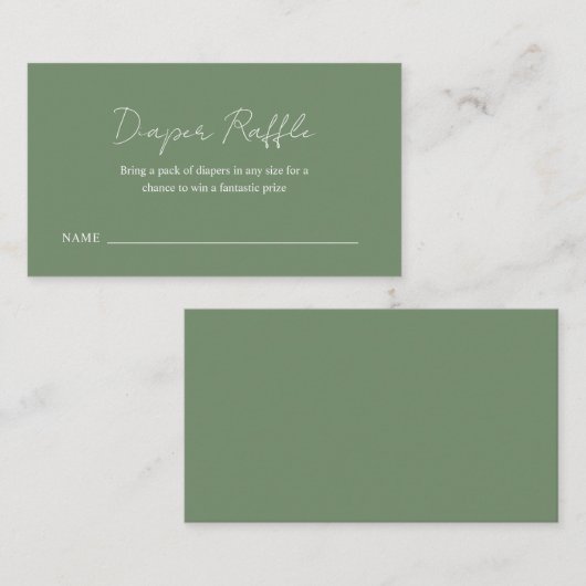 Eenvoudig Baby shower met Raffle Sage Green Informatiekaartje (Voorkant / Achterkant)