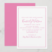 Eenvoudig Baby shower nodigt uit | Roze Kaart (Voorkant / Achterkant)