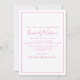 Eenvoudig Baby shower nodigt uit | Roze Kaart
