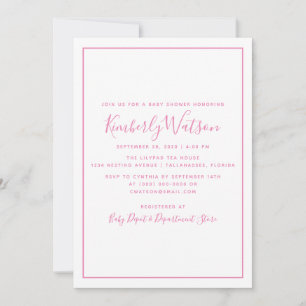 Eenvoudig Baby shower nodigt uit   Roze Kaart