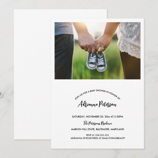 Eenvoudig Baby shower paar foto Kaart (Voorkant / Achterkant)