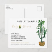 Eenvoudig Baby shower van Cactus Nongender Aankondigingskaart (Voorkant / Achterkant)