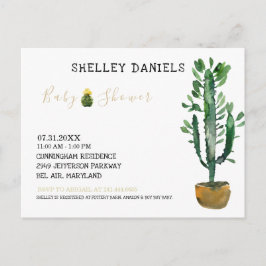 Eenvoudig Baby shower van Cactus Nongender Aankondigingskaart