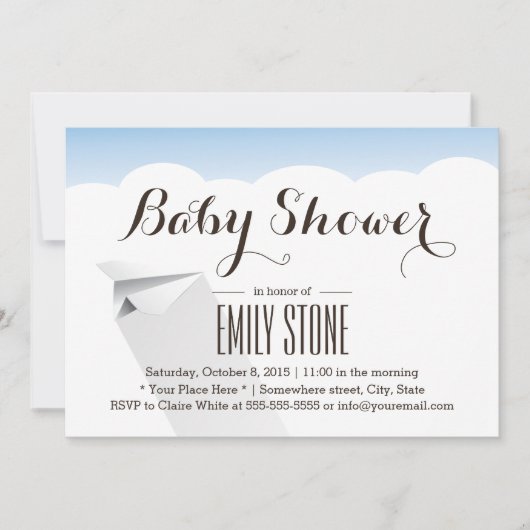 Eenvoudig Baby shower vliegpapier Kaart (Voorkant)