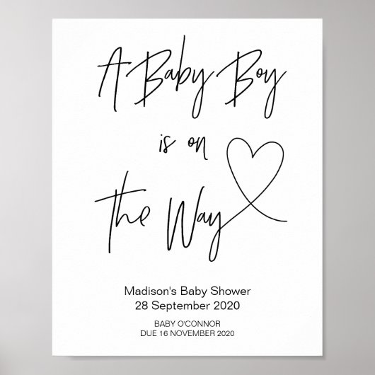Eenvoudig Baby shower voor baby's met hart Poster (Voorkant)