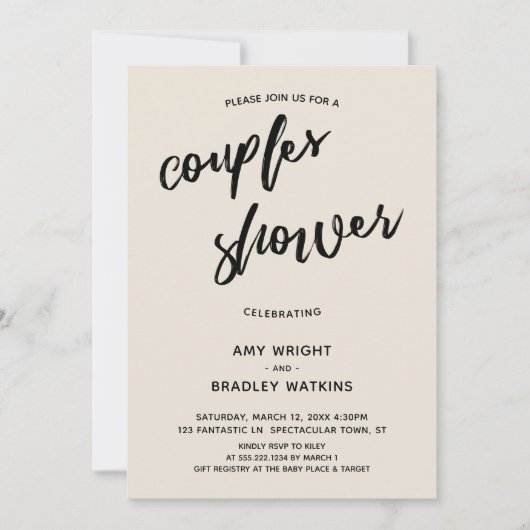 Eenvoudig Baby shower voor Cream Couples Kaart (Voorkant)
