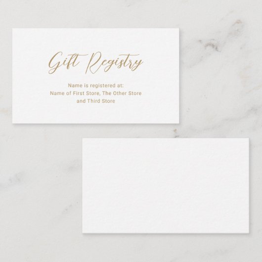 Eenvoudig Baby shower voor de Gold Cadeauregistrat Informatiekaartje (Voorkant / Achterkant)