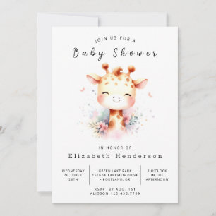 Eenvoudig Baby shower voor digitale Giraffe Kaart