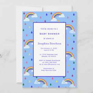 Eenvoudig Baby shower voor regenboogblauwe hemelgr Kaart