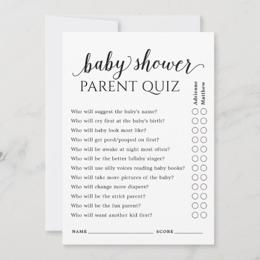 Eenvoudig Baby shower wie zal ouderquiz Kaart (Voorkant)