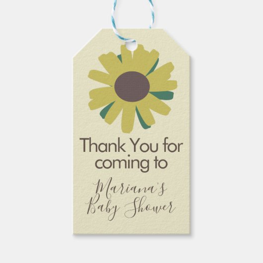 Eenvoudig Baby shower zonnebloemen Cadeaulabel (Voorkant)