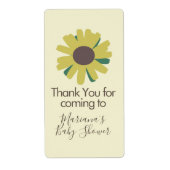 Eenvoudig Baby shower zonnebloemen Etiket (Voorkant)