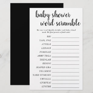 Eenvoudig Baby Word Scramble Zwart Wit Spel Kaar