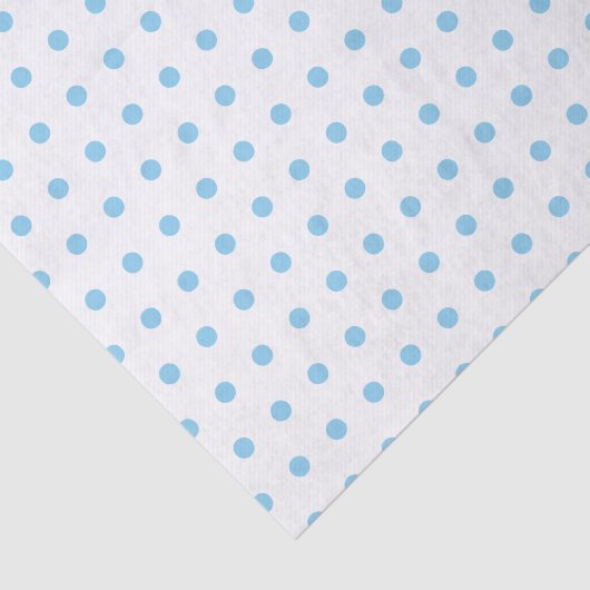 Eenvoudig babyblauw pokadots patroon op wit tissuepapier (Detail)