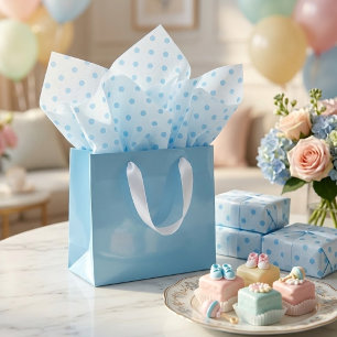 Eenvoudig babyblauw stippenpatroon op wit tissuepapier
