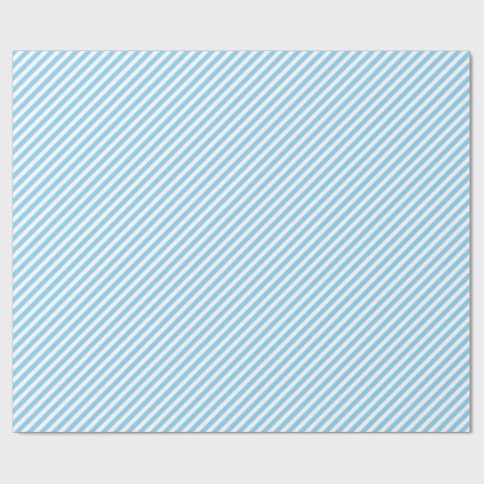 Eenvoudig Babyblauw Wit Diagonaal Stripe Kunstpatr Cadeaupapier (Vlak)