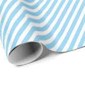 Eenvoudig Babyblauw Wit Diagonaal Stripe Kunstpatr Cadeaupapier (Rol Hoek)