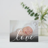 Eenvoudig babyfoto-script geboortekaartje briefkaart (Staand voorkant)