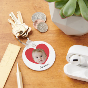 Eenvoudig Babygezicht Met Hartjes Eén Foto Sleutelhanger