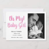 Eenvoudig babymeisje Foto collage geboorteaankondi Aankondiging (Voorkant)