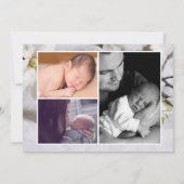 Eenvoudig babymeisje Foto collage geboorteaankondi Aankondiging (Achterkant)