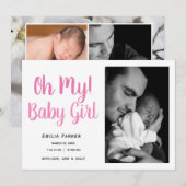 Eenvoudig babymeisje Foto collage geboorteaankondi Aankondiging (Voorkant / Achterkant)