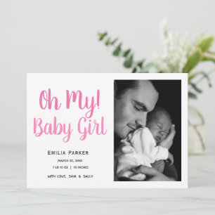 Eenvoudig babymeisje Foto collage geboorteaankondi Aankondiging