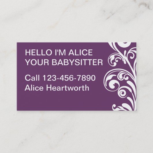 Eenvoudig babyzittend Visitekaartje (Voorkant)